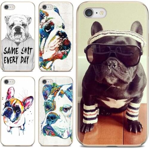 For Huawei Y6 Y5 2019 For Xiaomi Redmi Note 4 5 6 7 8 Pro Mi A1 A2 A3 6X 5X 7A French English Bulldog design Silicone Cover Bag
