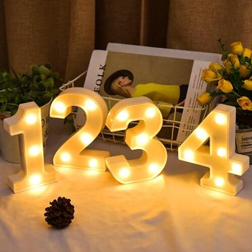 LED Marquee Number Lights Sign Battery LED Light Up Number Standing Hanging Sign Lamp Light for Wedding Birthday Xmas Decor D30