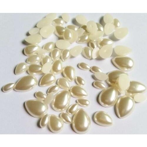 50-300pcs Multi size no holes Drop shape Pearl Beads Craft Cabochon Scrapbook Decoration Flatback Nail Art Garment Beads DIY