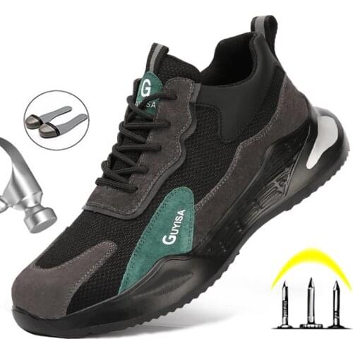 Safety Shoes steel toe Men Fashion Anti-smashing Mens Work Shoes Breathable Comfortable Sports PunctureProof Work Sneakers