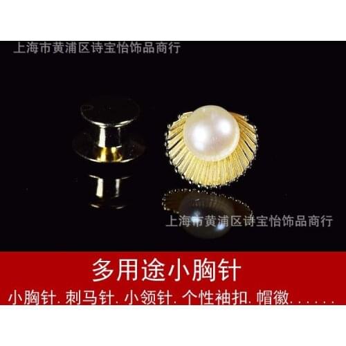 Natural Freshwater pearl sea shell shirt collar pin brooch lady fashion accessories Thorn pin Cuff-link insignia ornament jewelr