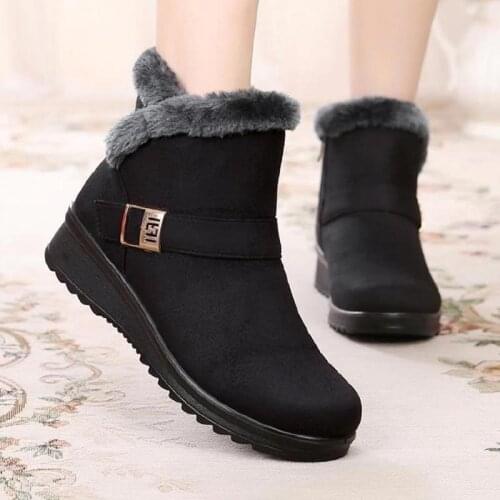 Women boots 2021 thick plush warm women snow boots zipper ankle boots winter shoes woman round toe casual shoes