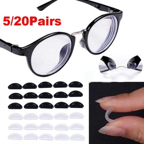 5/20Pairs Glasses Nose Pads Adhesive Silicone Nose Pads Non-slip Clear Black Thin Nosepads For Glasses Eyeglasses Sunglasses