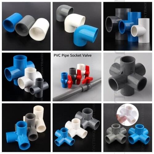 5Pcs I.D 20~50mm PVC Connectors Garden Irrigation Water Supply Tube Joint Watering System PVC Pipe Connectors PVC Pipe Fittings