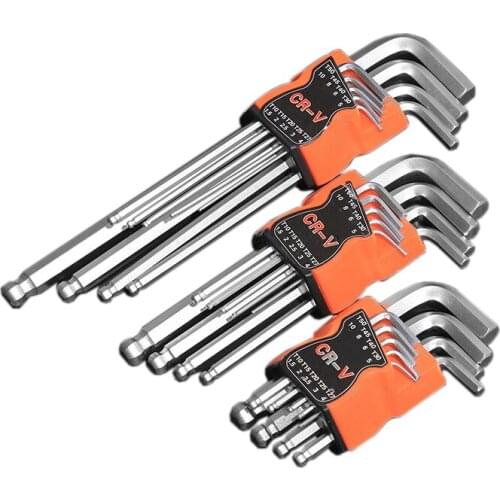 9pcs 1.5mm - 10mm Hexagon Allen Key Wrench Tools set Chrome Ball End Spanner set Screwdriver Set Tool Kit