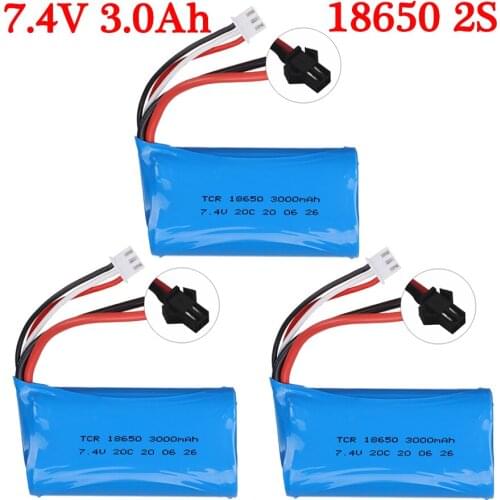 2S 18650 Lipo Battery for WPL MN99S D90 U12A S033g Q1 H101 SM 7.4V Battery Rc Boats Cars Tanks Drones Parts 7.4V 3000mah Battery