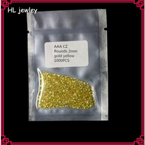 Alibaba Wholesale AAA Grade Gold Yellow 2mm Round Shape Cubic Zirconia Loose Stone