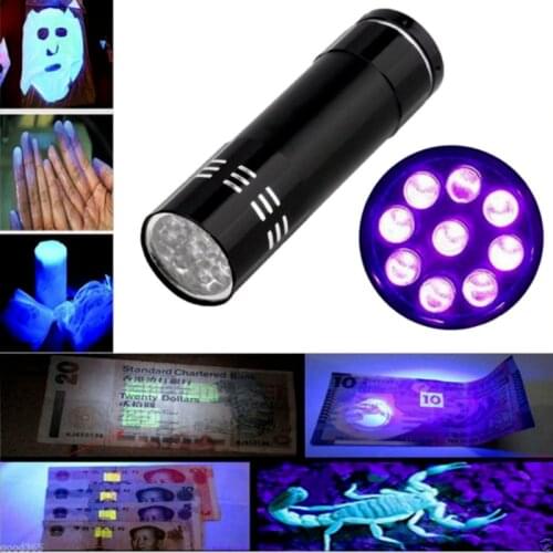 Aluminum Alloy Ultraviolet Flashlight Pocket Battery Power Supply for Marker Checker Detection Money Checking Sterilization
