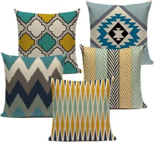 Covers for cushion Colorful Modern Geometric Print FabricArt Luxury Car Pillows Square Seat Car Decor Printed Pillow Case Cover