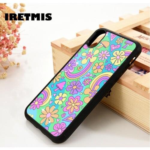 Iretmis 5 5S SE 6 6S TPU Silicone Rubber Phone Case Cover for iPhone 7 8 Plus X Xs 11 12 MINI Pro Max XR Happy Hippie