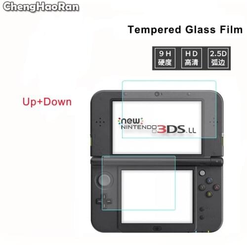 ChengHaoRan Tempered Glass For Nintendo New 3DS XL LL 3DSXL 3DSLL UP + Down Screen Protector Game Console Protective Film Guard