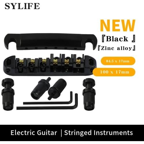Black Brass Roller Saddle Tune-O-Matic Guitar Bridge & Tailpiece Set
