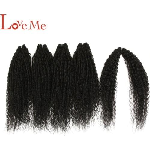 LOVE ME Black Synthetic curly bundles 4pcs/Pack kinky curly bundles high heat Fiber weave bundles hair 24 inches hair extensions