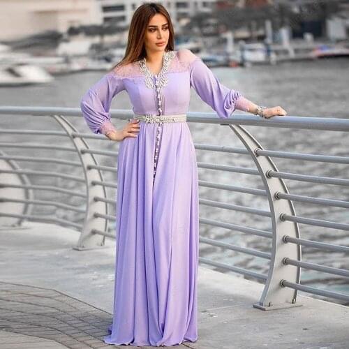 Bbonlinedress Moroccan Kaftan Evening Dresses Emboridery Appliques Long Evening Dress Full Sleeve Arabic Muslim Formal Gown