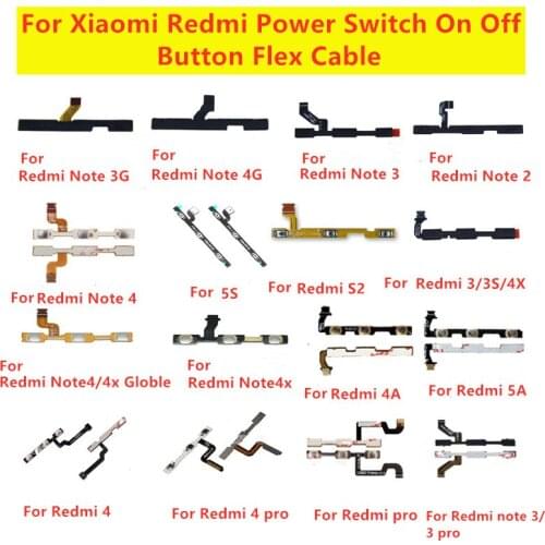 For Xiaomi Redmi NOTE 2 3 4 4X 3G 4G 3 Pro Volume Button Power Switch On Off Button Flex Cable Replacement For Xiaomi 3 3S 5S 4A