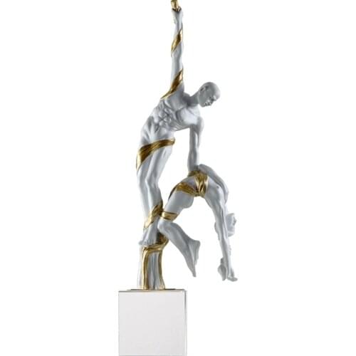 Artistic Resin Couple Acrobatics Sculpture Crystal Base Aerialist Lovers Statue Gymnastics Dancer Ornament Decor Gift Craft