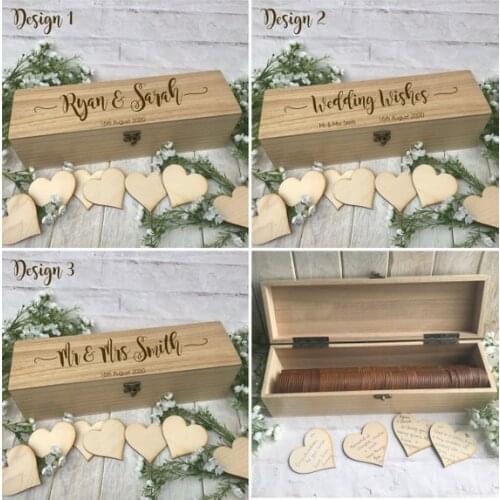 Customize Wood Rustic Vintage Wedding Guest Book Alternative Drop in Wish Box Wishes birthday baby shower drop top box guestbook