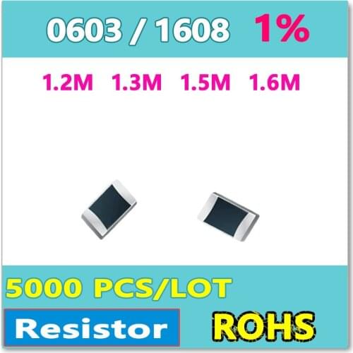 JASNPROSMA OHM 0603 F 1%5000pcs 1.2M 1.3M 1.5M 1.6M smd 1608 Resistor