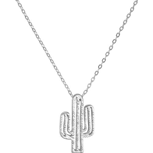 Classic Simple Cactus Necklace Minimalist Desert Plant Necklaces Pendant Gold Silver Color Choker Women Collar Dropshipping 2020