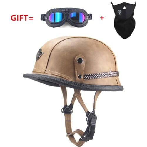 Motorcycle Helmet Half Face Vintage Retro German Scooter Mens Helmet Head Safety Protection Gear Motorbike Helmet DOT Approved