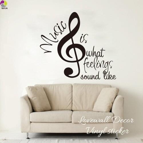 Music Is What Feeling Sound Like Quote Wall Sticker Baby Nursery Living Room Music Note Inspiration Quote Decal Vinyl Home Decor