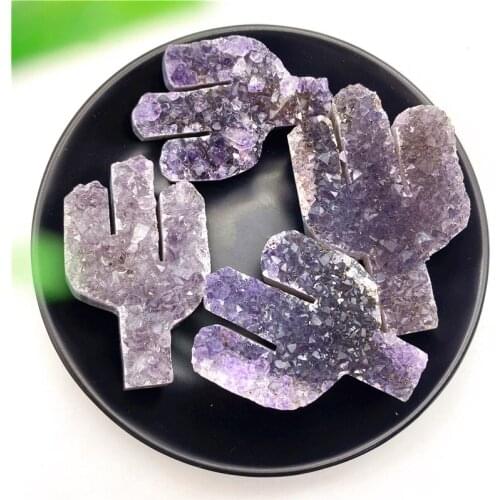 Natural Brazil Amethyst Cluster Cactus Purple Quartz Crystal Cluster Cactus Mineral Specimen Decor Natural Stones and Minerals