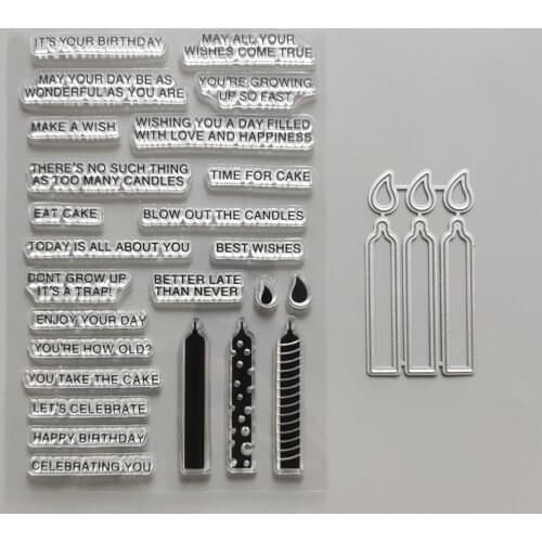 2021 New Candle Letter Clear Stamps and Metal Cutting Dies DIY Scrapbooking Embossing Album Seal Template Punch Stencils