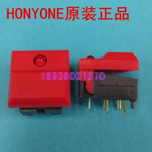 Original new 100% import original button switch stage light 512 console button switch 17*17 red wide handle red light PB86