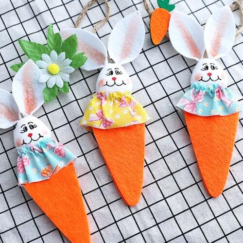 Easter Childrens Day Flag Pendant Kindergarten Decorations Bunny PVC Non-woven Fabric Colored Party Supplies Door Ornament