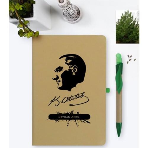 Personalized Ataturk Themed Environmentalist Notebook and Seeded Pen Set-4