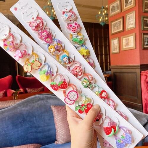 20PCS New Cartoon Cute Lemon Grape Princess Headwear Kids Elastic Hair Bands Children Ropes Girls Accessories Baby Headdress