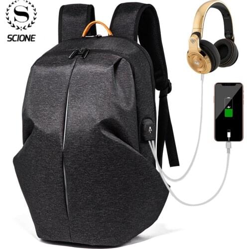 Scione Brand Enlarge Backpack USB External Charge Laptop Backpack Shoulders Men Anti-theft Waterproof Travel Backpack