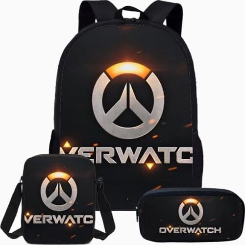 3pcs Games School Bag for Teenager Boys Girls Overwatch Printing Kids Backpack Cool Students Cartoon Schoolbags Mochila Infantil