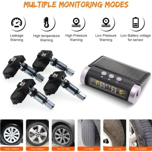 Aotsr Built-in and External TPMS Car Tire Pressure Monitoring System Car 4 External Sensor Alarm System Improve Fuel Efficiency