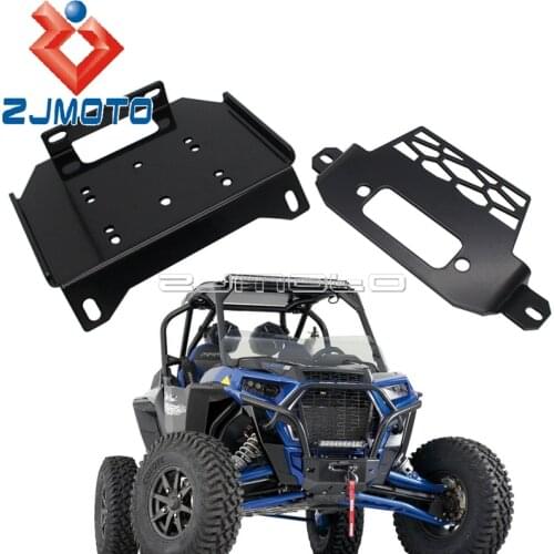 Steel UTV Winch Mount Plate Bracket for Polaris RZR XP Turbo 900/1000 4-Seater General 1000 EPS Deluxe Premium 2014-2020