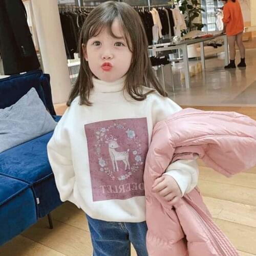 Girls' Hoodies Sweatshirts Kids Outwear 2021 Special Plus Velvet Thicken Winter Autumn Top Cotton Pullover Childrens Clothing