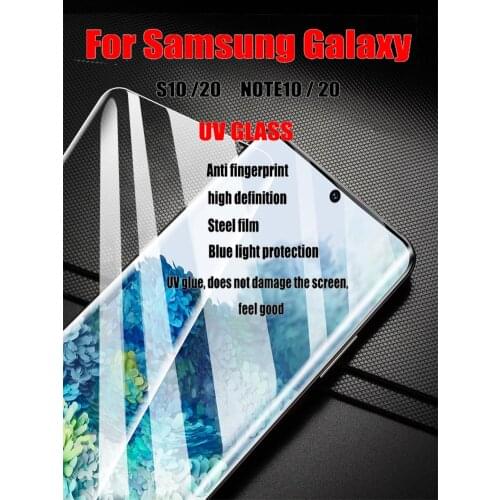 UV Glue Glass for Samsung S10/10+ S20/20+ Glass Screen Protector on Samsung GalaxyS10/10+ S20/20+ NOTE10 20+ Protective Glass