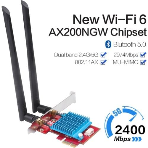 Wifi 6 Intel AX200 Dual Band 2974Mbps Network Card PCIe Wireless Wifi Adapter 2.4G / 5Ghz 802.11ac / ax Bluetooth 5.0 Desktop