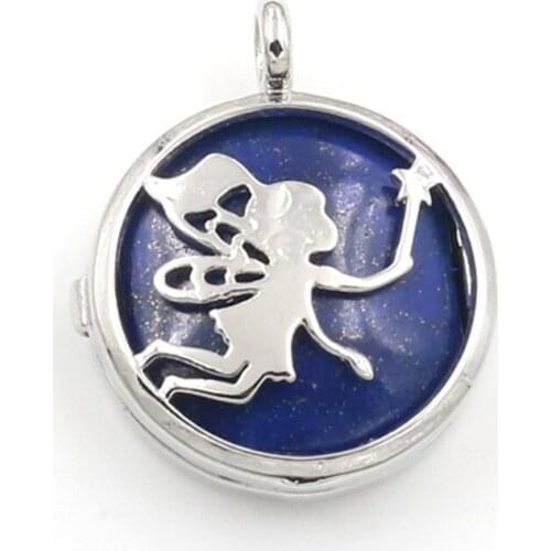YJXP Silver Plated Round Bead with Hollow Butterfly Fairy Pendant For Party Lapis Lazuli Jewelry