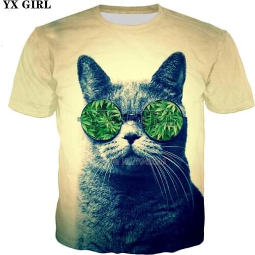 YX GIRL Drop shipping 2018 New Fashion summer Men Women 3d t-shirt animal t shirt Funny cat Print Casual Cool Tee shirts