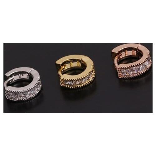 1 PCS Simple Small Micro Pave CZ Circle Piercing Hoop Earring Fashion Gold Color Round Cartilage Ear Clip Cuff Jewelry