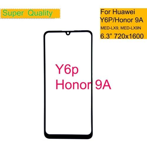 10Pcs/lot For Huawei Y6P 2020 Touch Screen Panel Front Outer Glass For Honor 9A LCD Glass Lens Replacement Y6P MED-LX9 MED-LX9N