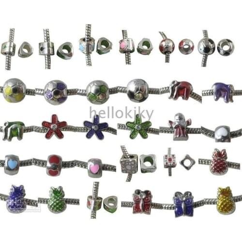 100 PCS MIXED LOTS OF ZINC ALLOY BEADS Charm W/big Hole #19194