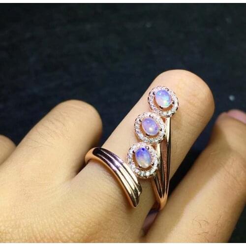 100% Natural And Real Opal Rings OPal Stone Ring 925 Sterling Silver Stone Ring Cut Fire Luxury For Women