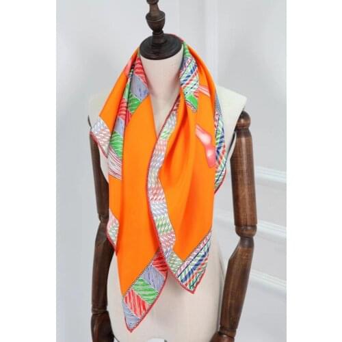 2020 new arrival fashion brand classic horse 100% silk scarf 90*90 cm square shawl twill wrap for women lady free shipping