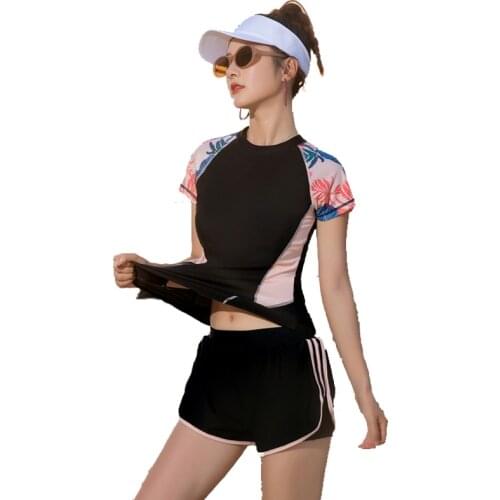 2021 Tankini Swimsuits for Women Girls Sports Tankini Swimwear Two Pieces Bathing Suit For Surfing Swimming Short Sleeve Boysuit