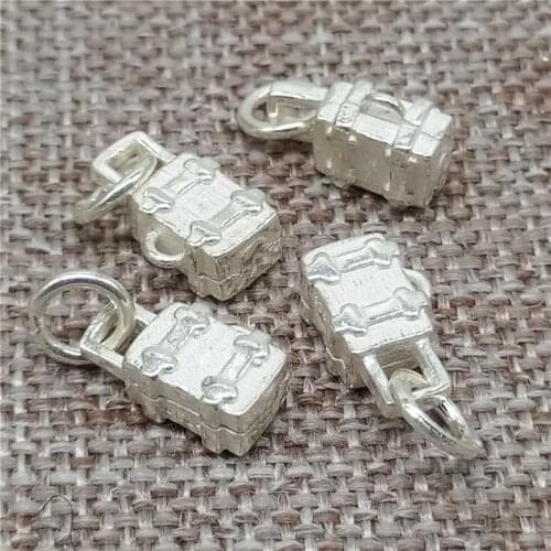 925 Sterling Silver Travel Suitcase Luggage Charms for Necklace Bracelet Earring