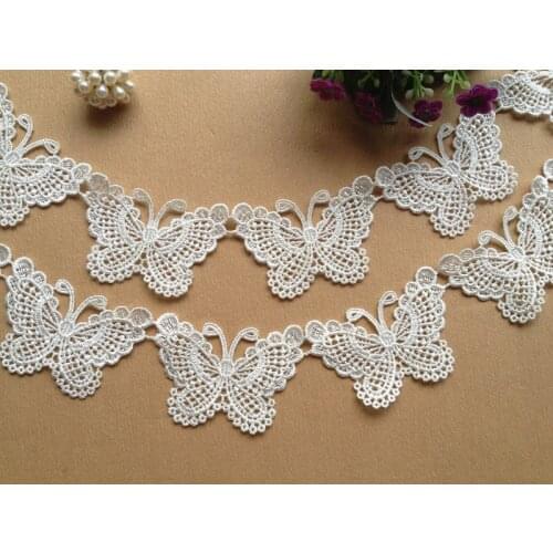 5 Yards SALE Fashion White Lovely Butterfly Lace Trim Venice Lace Appliques Trim For Shoes Design, Costume