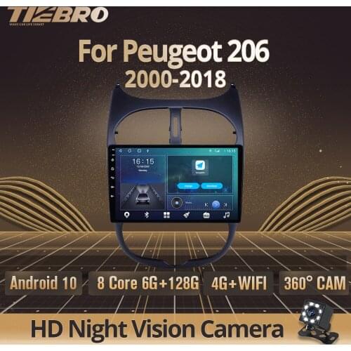 Car Radio 2 Din Android 10.0 For Peugeot 206 2000-2018 Car Multimedia Player GPS Auto Radio Bluetooth Player DSP Stereo Receiver