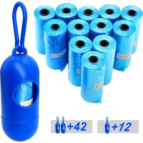 12/42 Rolls Degradable Pet Dog Waste Poop Bag with FREE Bone Dispenser Durable Clean up Refills Bulk Roll Shit Picking Bags